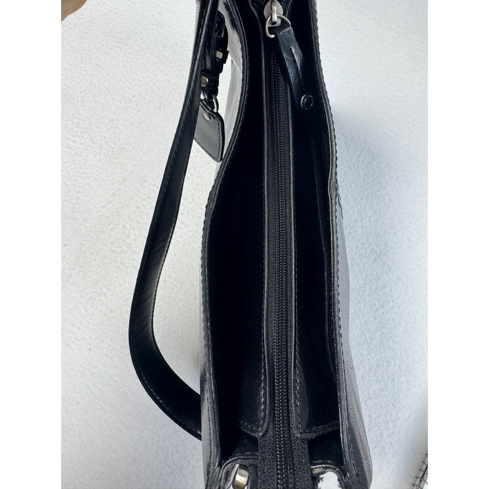 90s Y2K Liz Claiborne Womens Small Shoulder Bag Black Faux Leather LC-1441-P - Picture 9 of 10